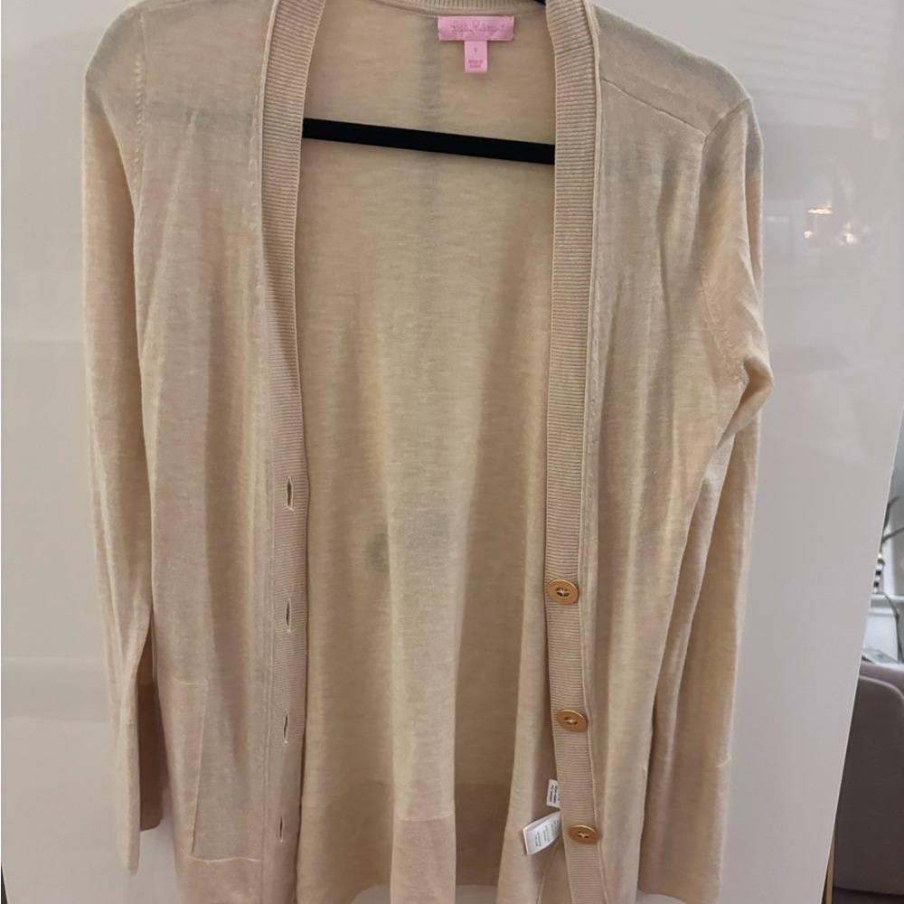 Lilly Pulitzer Gold Beige Button Cardigan